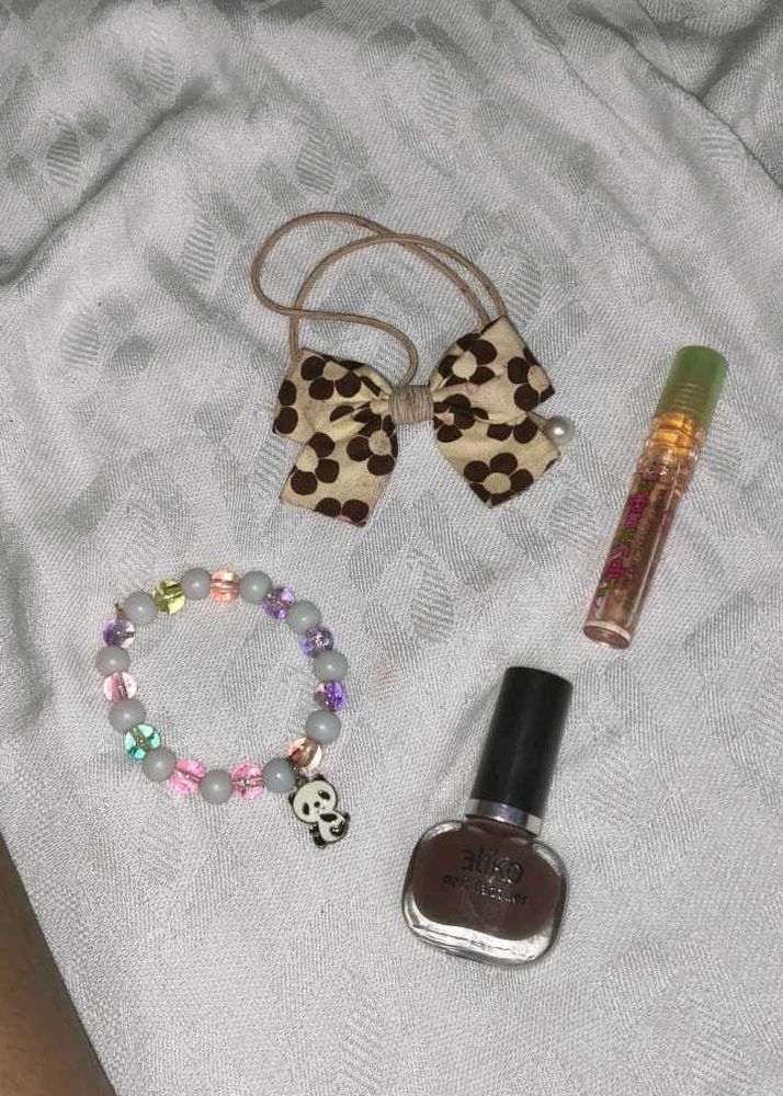 Pack of 1 Bracelet, Hair tie, Nailpaint and