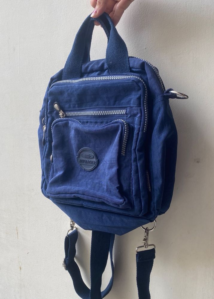 Vinatge Y2K Blue Nylon Backpack/ Crossbody Bag