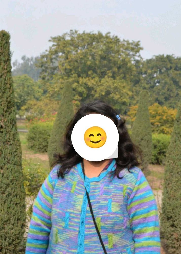 Hand Knitted Multi-Color PlusSize Women's Cardigan