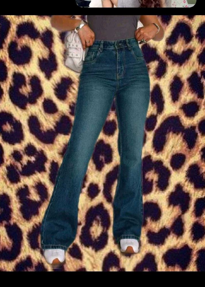 Stylish Flared Blue Denim Jeans