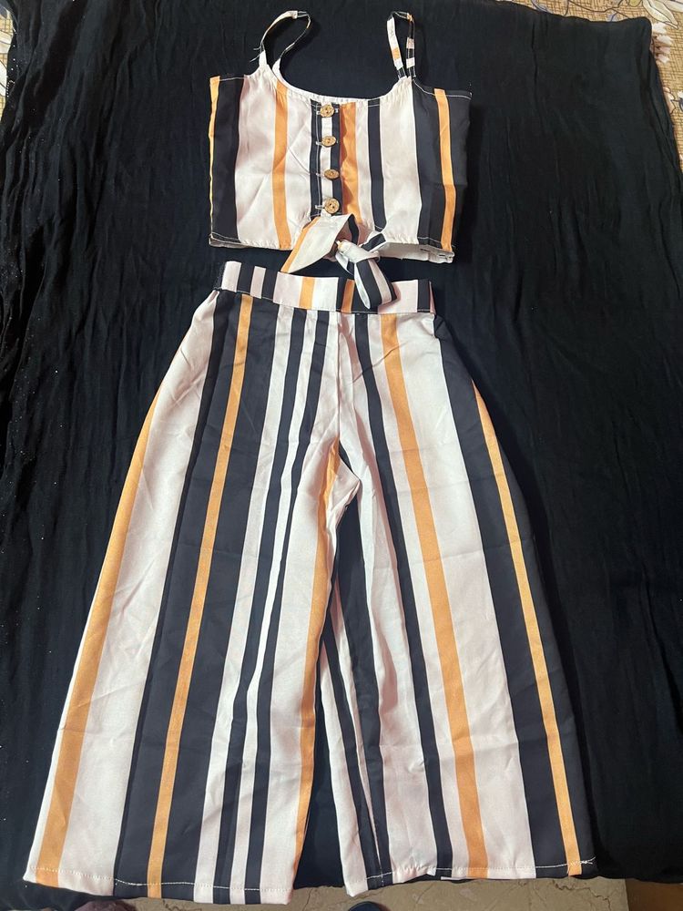 Striped Crop Top &amp; Palazzo Set