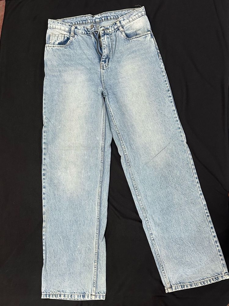 Light Wash Wide Leg Denim Jeans