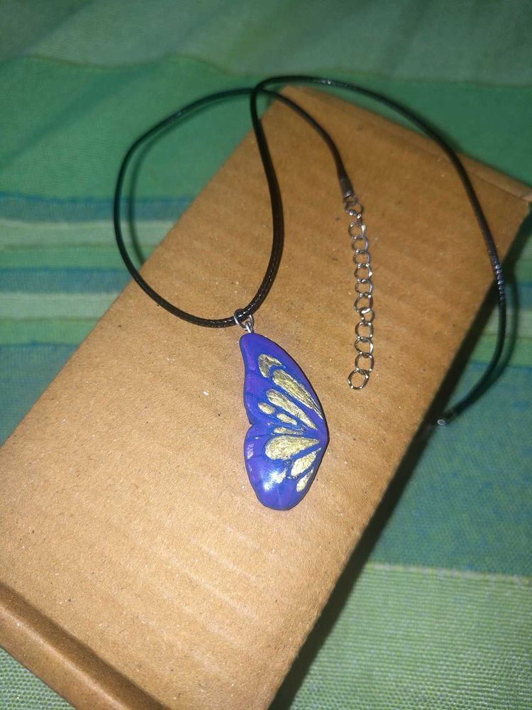 Shimmering Butterfly Wing Pendant Necklace