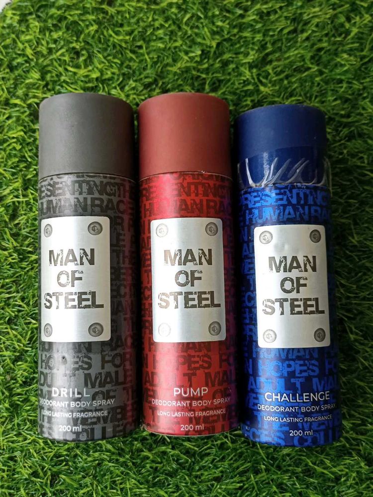 Man of Steel Deodorant Body Sprays (3 Pack) UNUSED