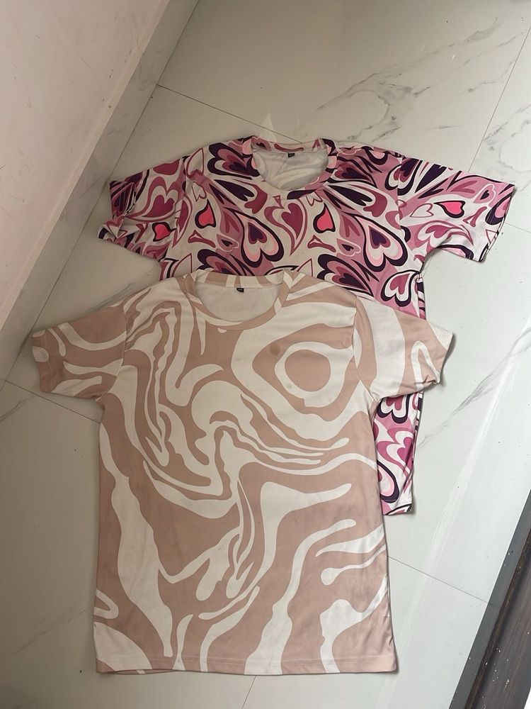 Trendy Graphic Print T-Shirts (Set of 2)