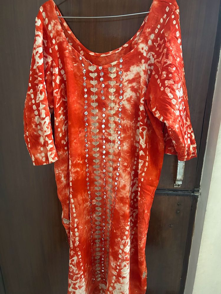 Beautiful Orange Tie-Dye Kurta