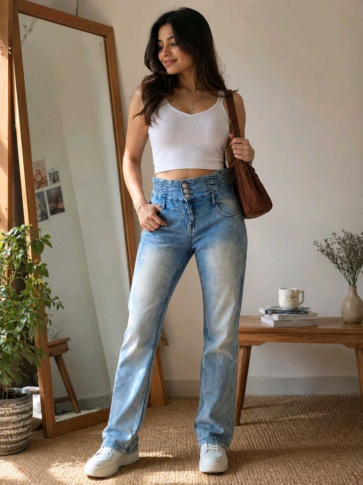 Light Wash High Waisted Flare Jeans