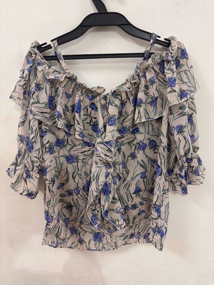Floral Ruffle Off-Shoulder Blouse