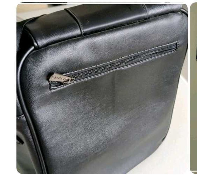 Sleek Black Leather Crossbody Bag