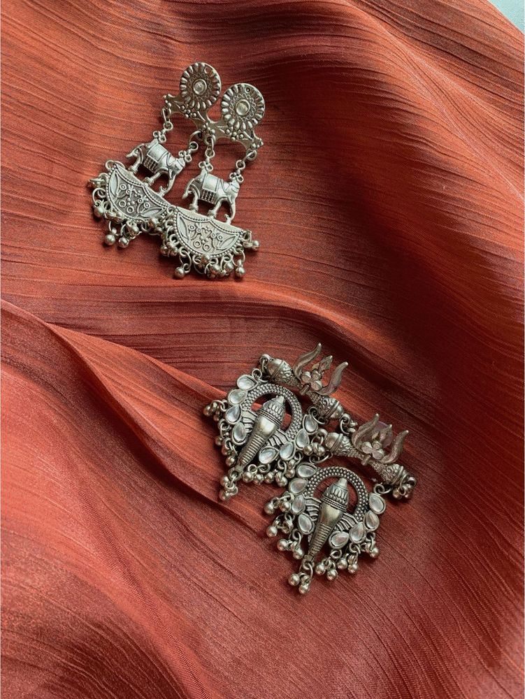 silver combo earrings