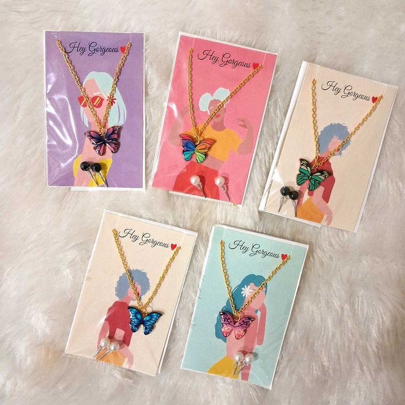 All Butterfly Charm Necklace Set pack of 5