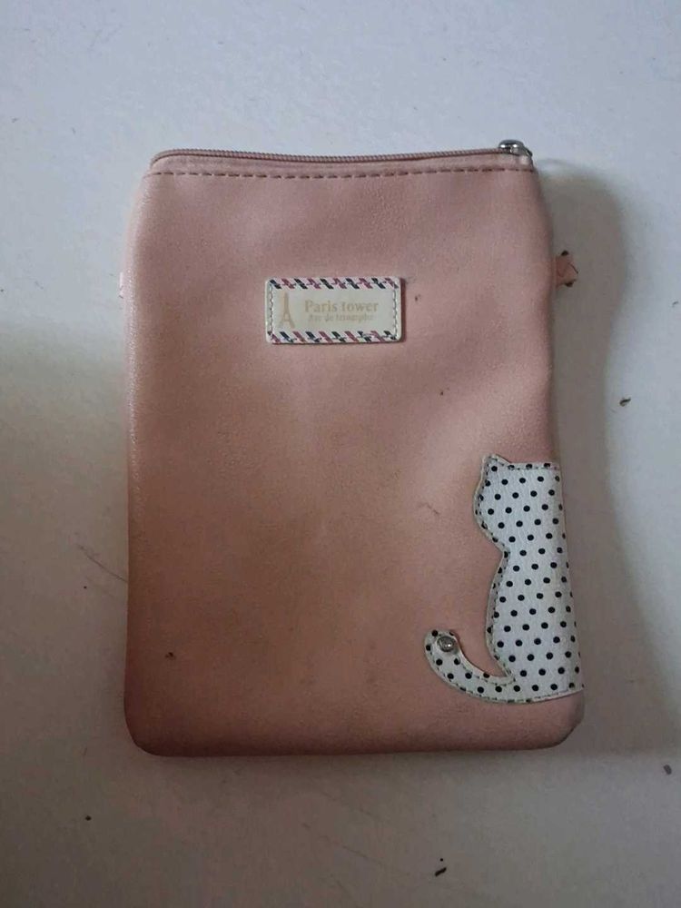 Cute Pink Cat Pouch Bag