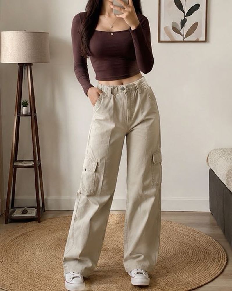 Stylish light olive Cargo Pants(PRICE DROPPED)