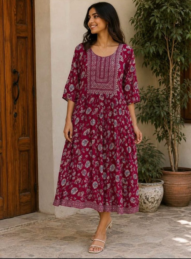 Boho Floral Print Maxi Dress