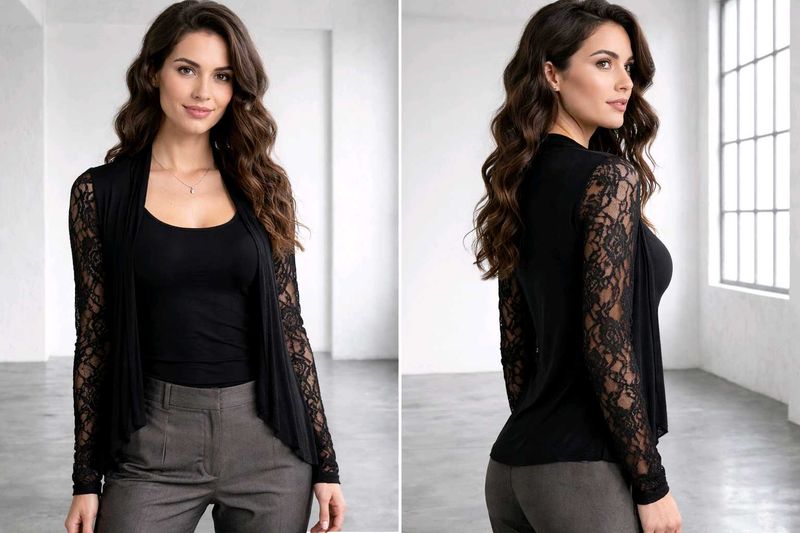 Elegant Black and white Sleeve shrug