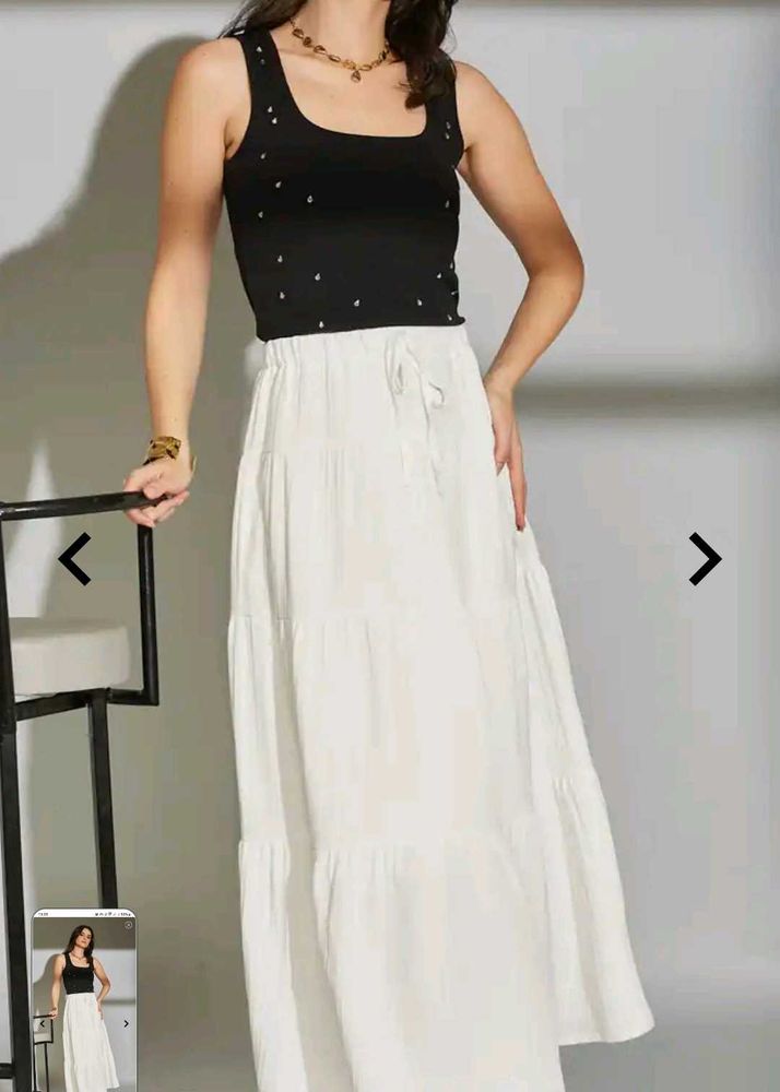 SHEIN Tiered White Maxi Skirt New
