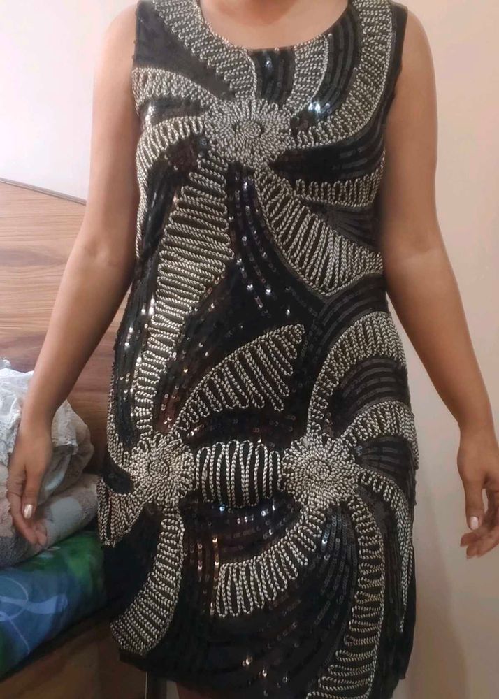 Sparkling Black Sequin Flapper Dress