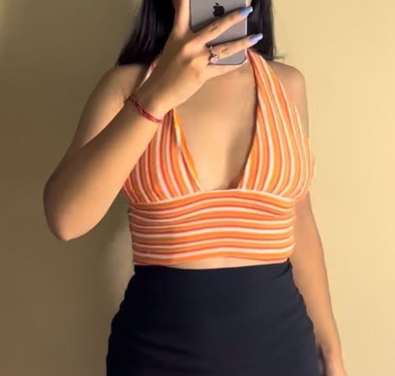 Striped Halter Crop Top
