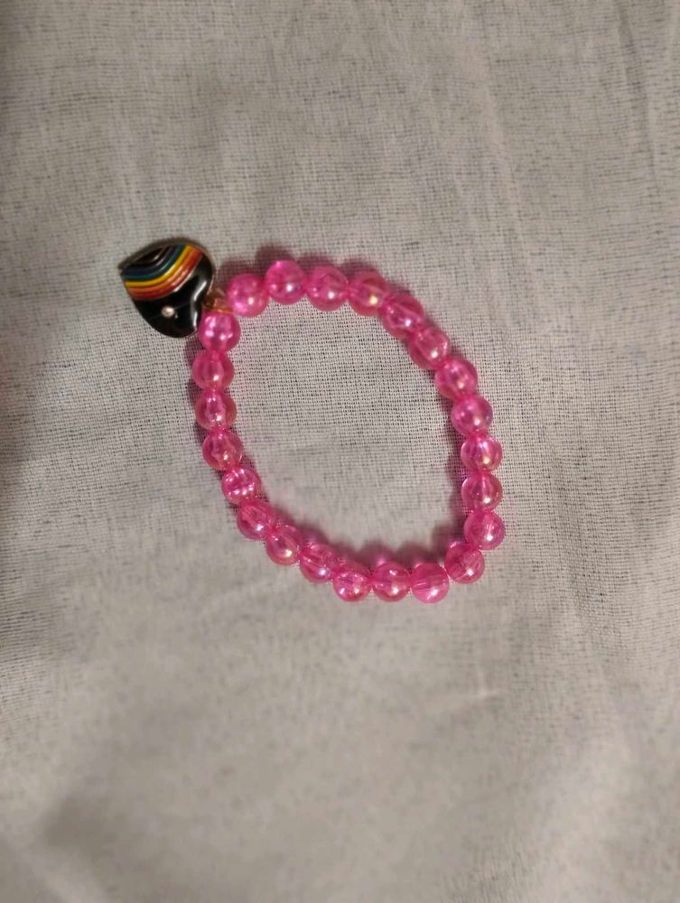 Cute Beaded Bracelet with Heart Charm
