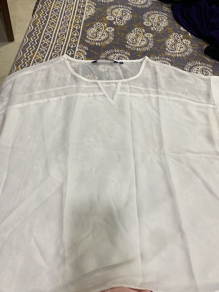 Sheer White V-Neck Top