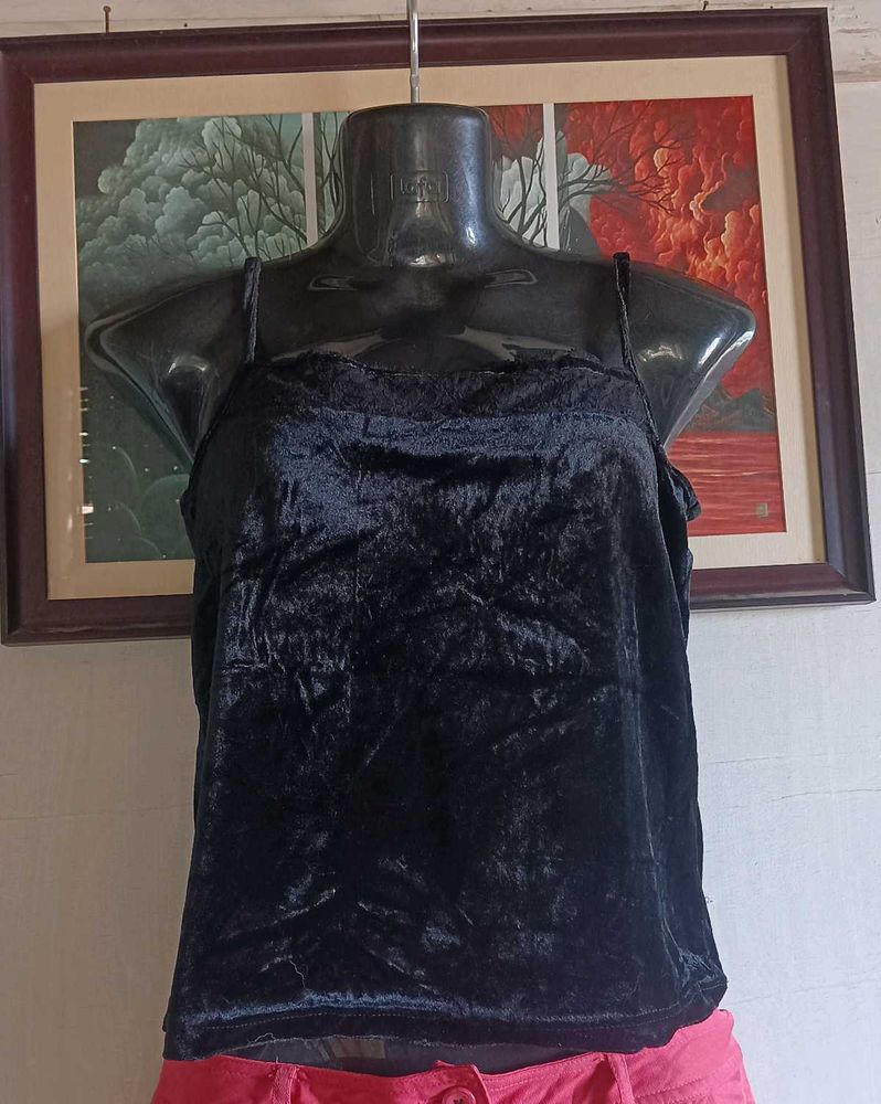 Black Velvet Camisole Top
