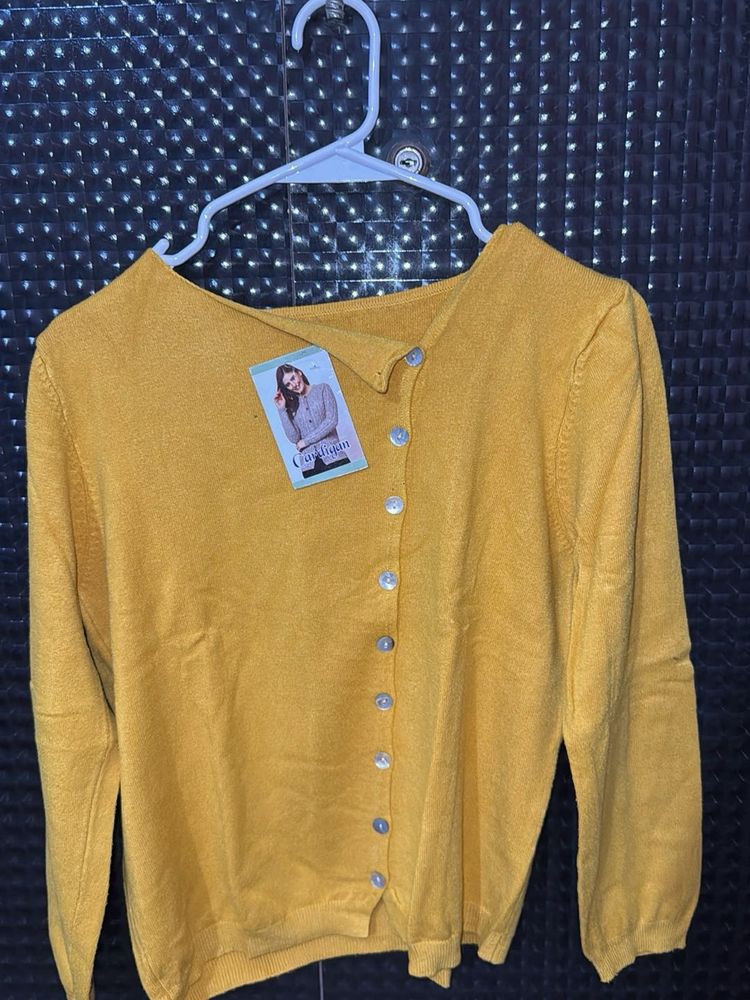 Yellow Button-Up Cardigan