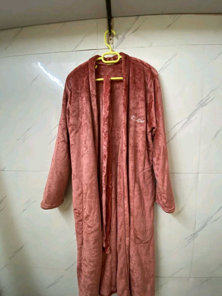 KLOTTHE Plus Size Woolen Bathrobe With Belt