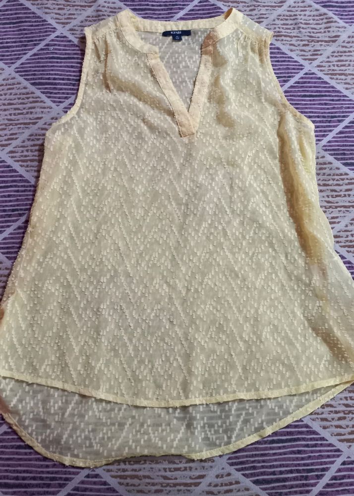 Lime Yellow Color Georgette Short Kurti