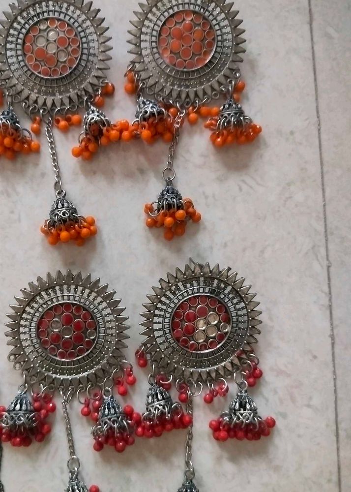 Boho Oxidized Jhumka Earrings