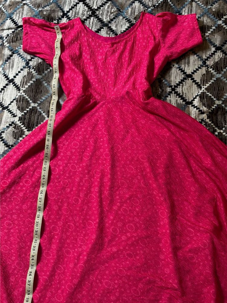 Bright Pink Textured Midi Dress