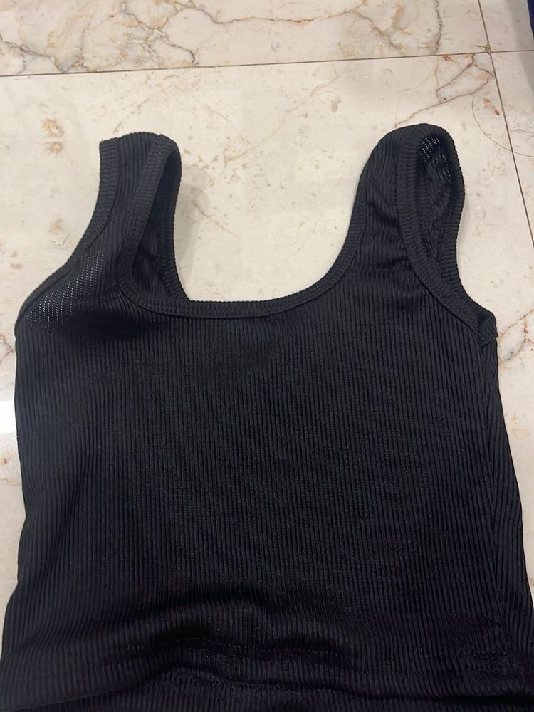 Black Ribbed Tank Top