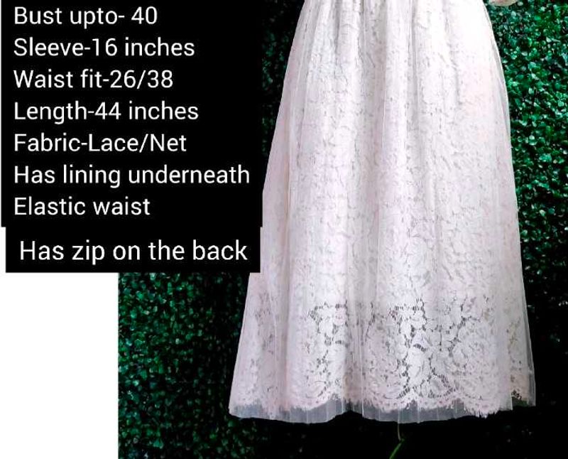 Imported|Elegant White Lace|Mesh|Net Dress