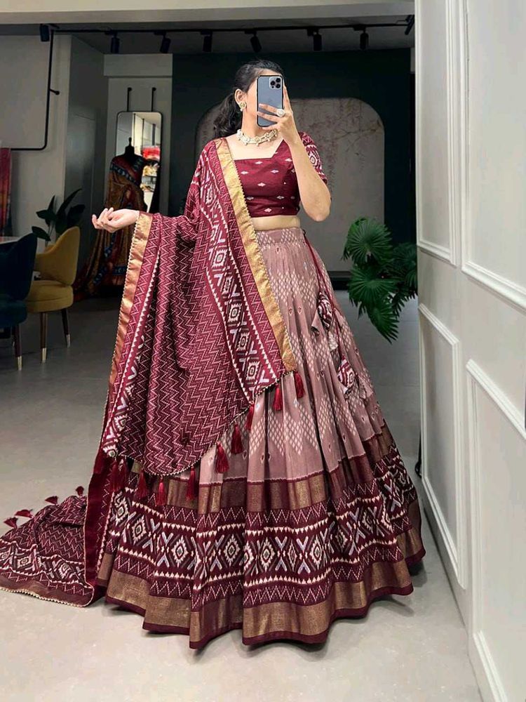 Maroon &amp; Beige Lehenga