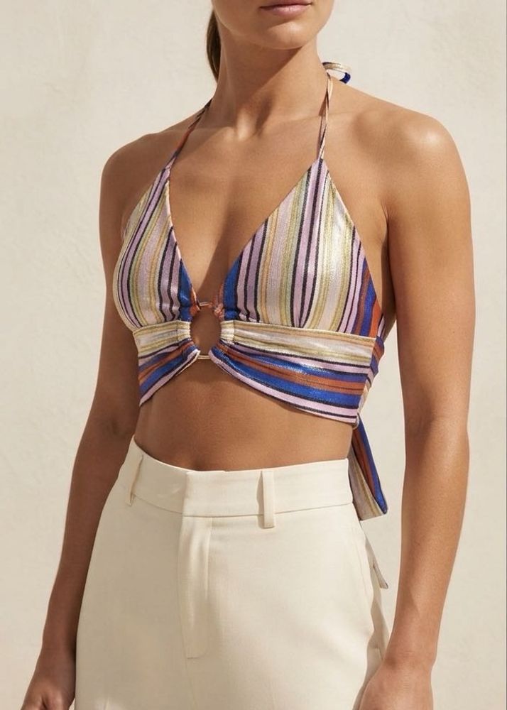 Striped Ring Detail Bikini Top
