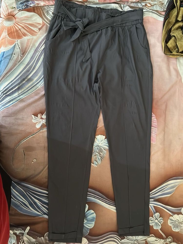 Stylish Black Pants with Tie Detail