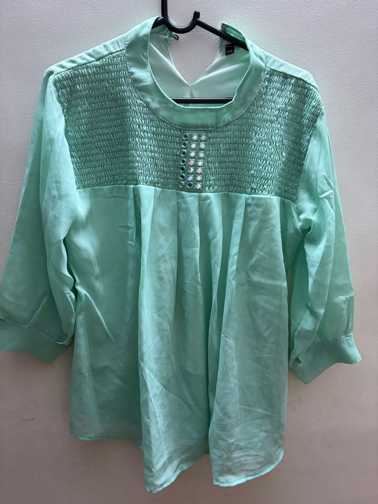 Mint Green Top with Smocking