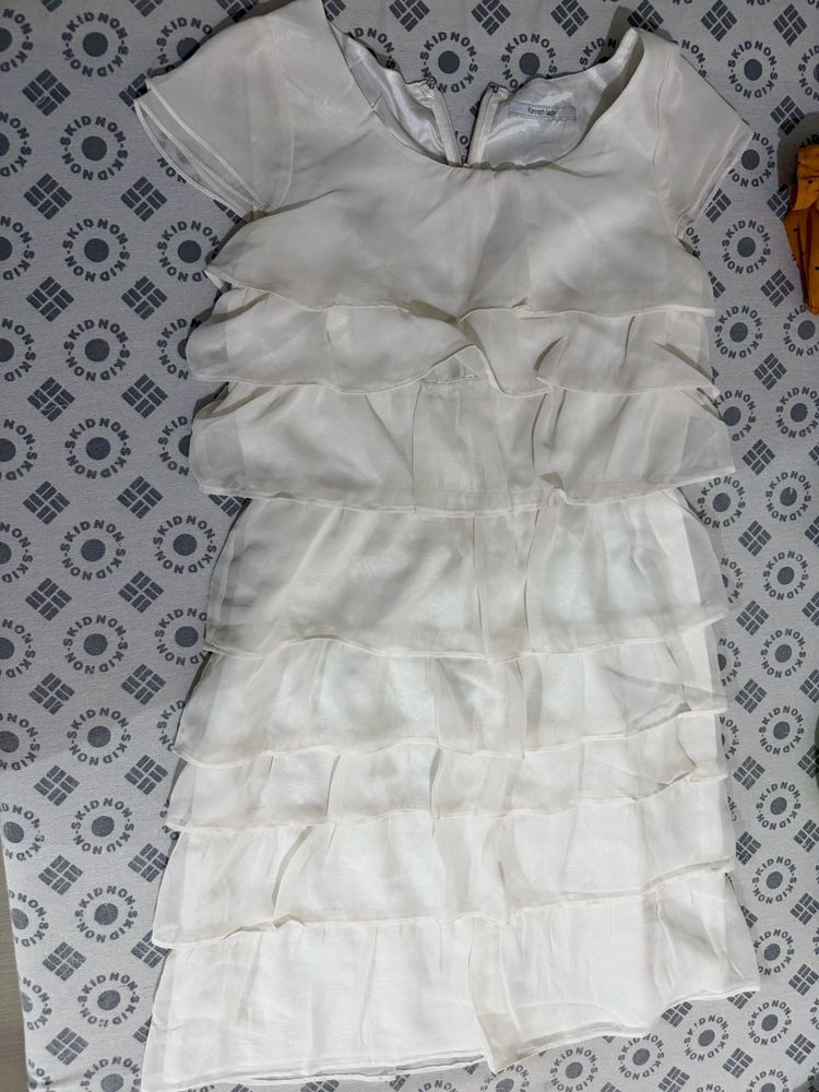 Korean Elegant White Tiered Dress