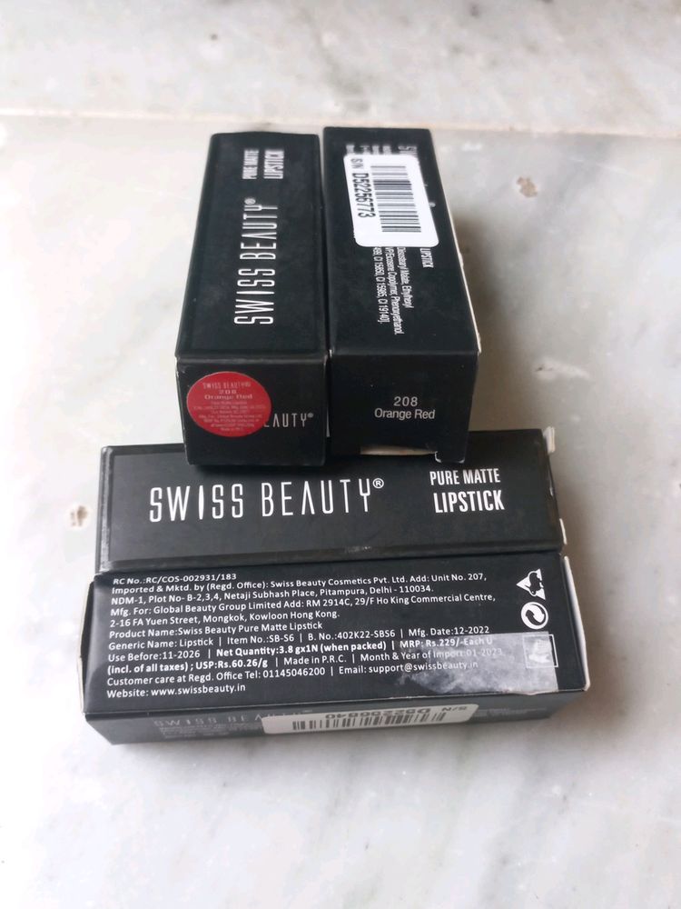 Swiss Beauty Matte Lipstick - Orange Red only 1