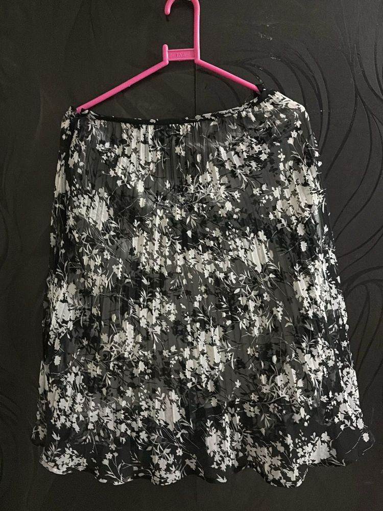 Chic Floral Print Pleated Skirt