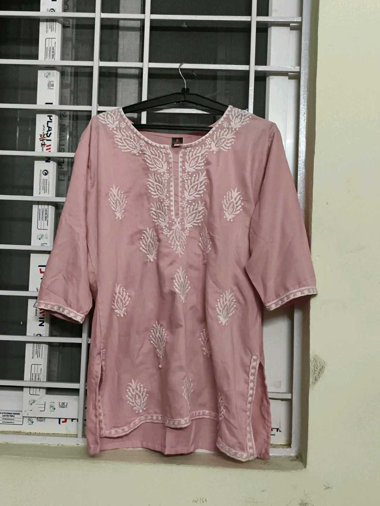 Embroidered Pink Kurti