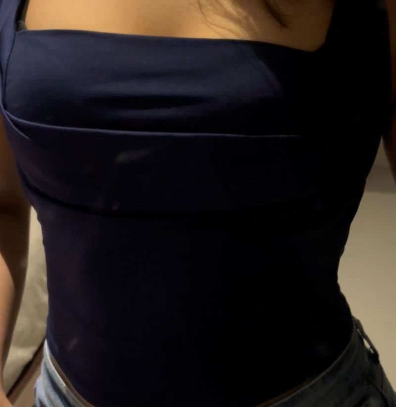 Stylish Blue Square Neck Tank Top