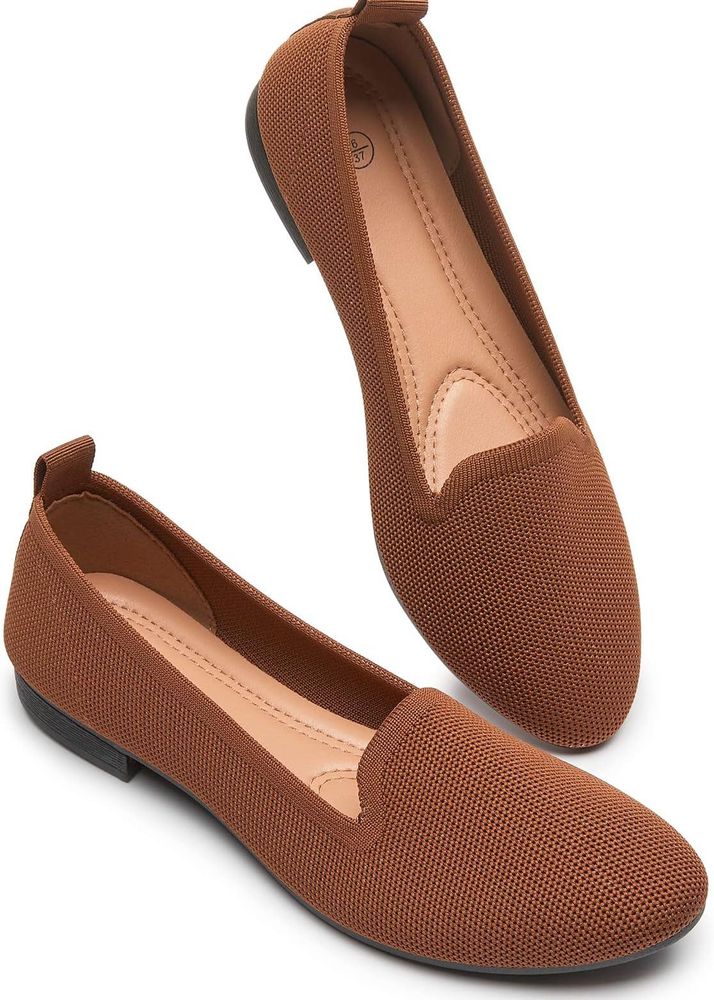 Comfortable Brown Knit Flats