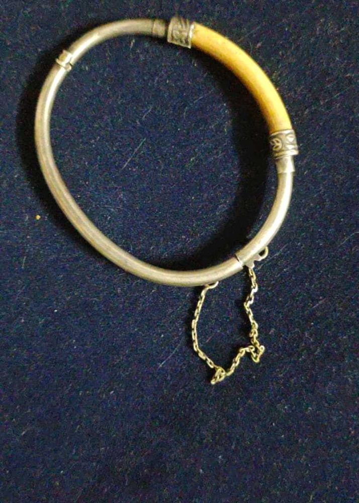 IMPORTED|Vintage Silver &amp; Real Ivory Bracelet
