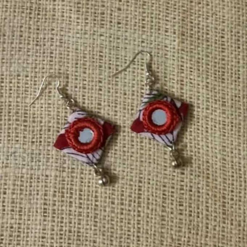 Handmade Fabric Earrings with Mirror