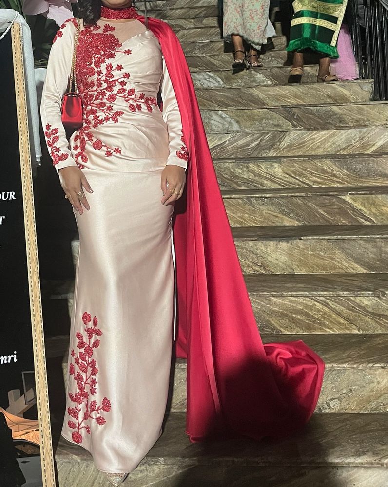 Elegant Formal Gown with Cape