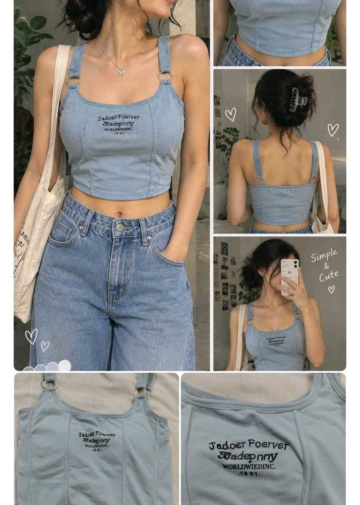 Y2K Baby Blue camisole Crop Top