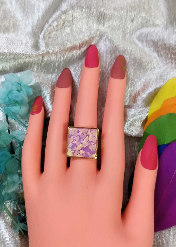 Sparkling Square Statement Ring