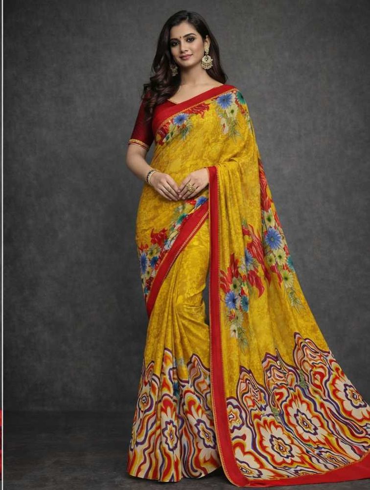 🇳🇿💫🎀Vibrant Floral Print Saree
