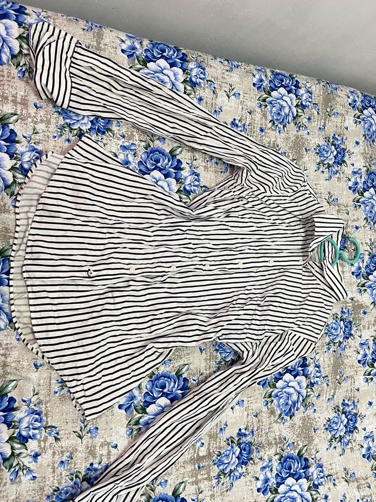 Striped Long Sleeve Button-Up Shirt