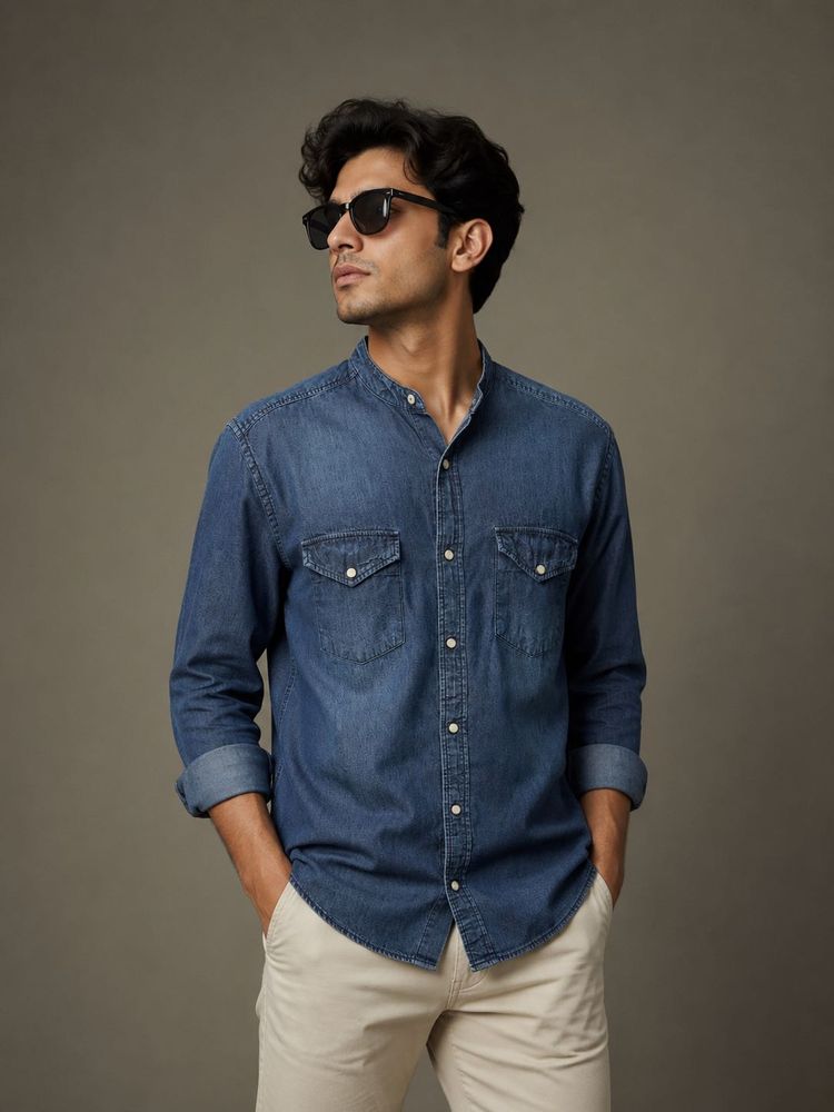 Men's Denim fade look SHIRT